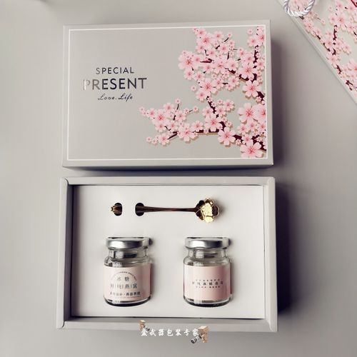 高端灰色樱花即食燕窝包装礼品盒化妆品包装盒定做花茶蜂蜜包装盒